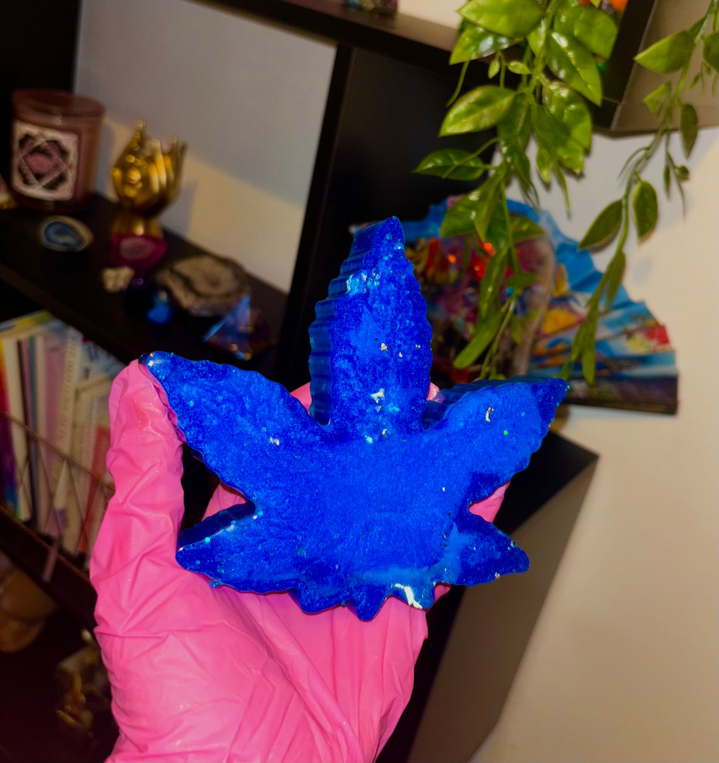 Blue starry night leaf tray