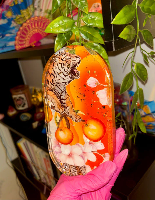 Orange cherry blossom tiger tray