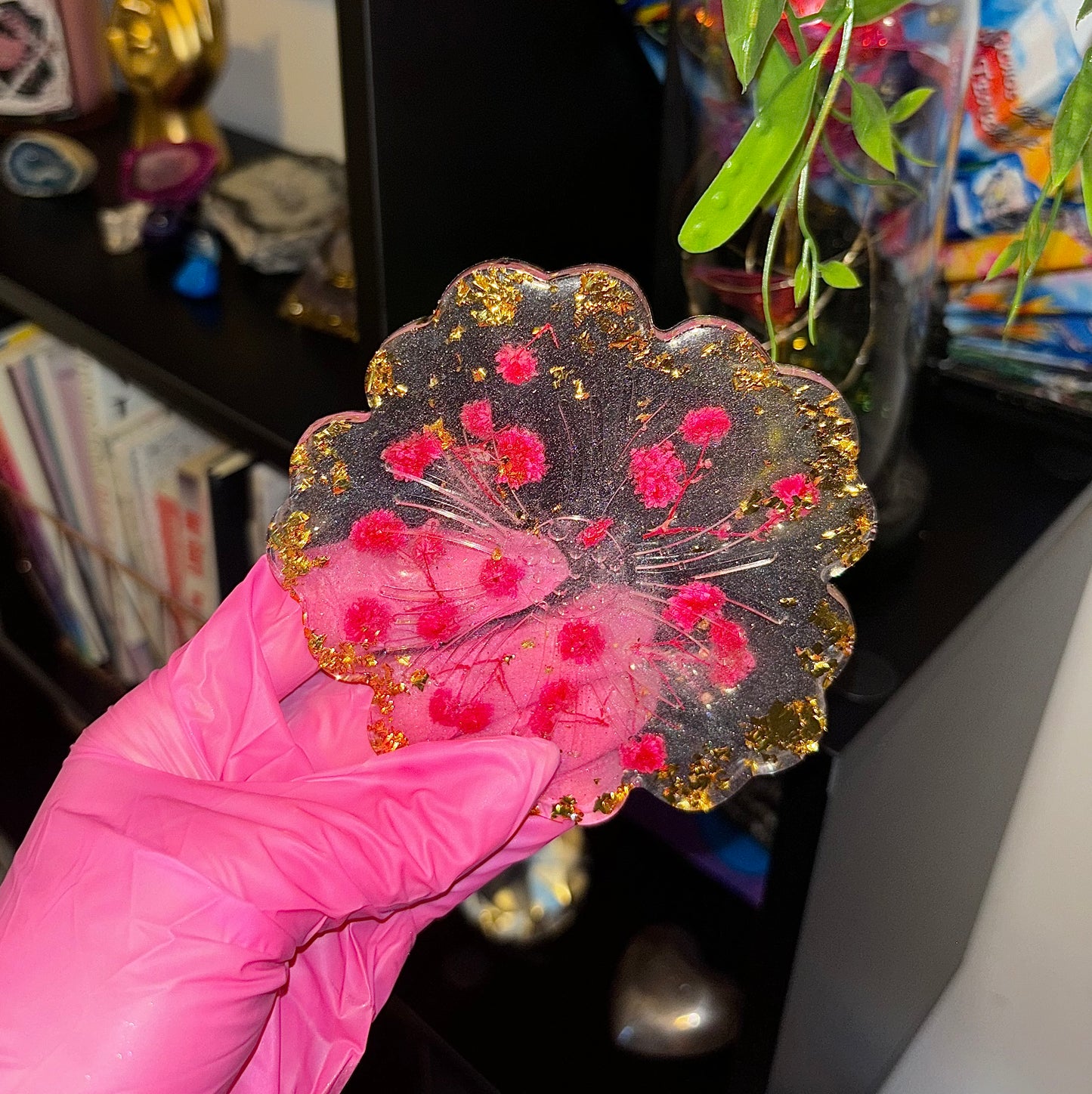 Gold cherry blossom coaster