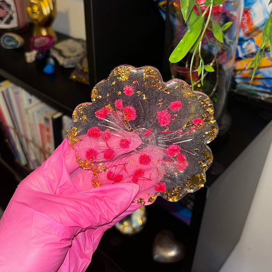 Gold cherry blossom coaster